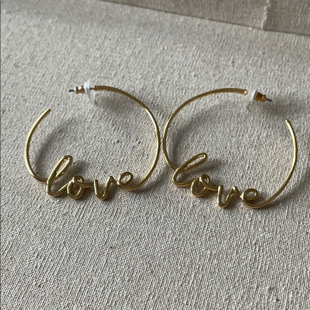 Stella & Dot Gold Love Hoops